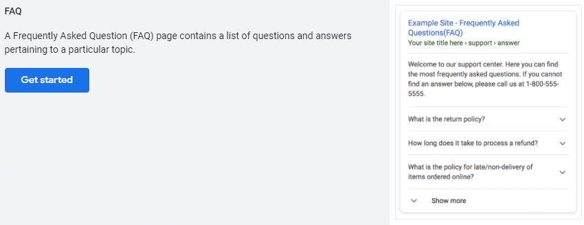 Dados estruturados FAQ