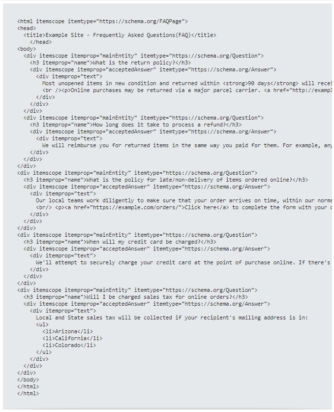 Implementação de schema FAQ