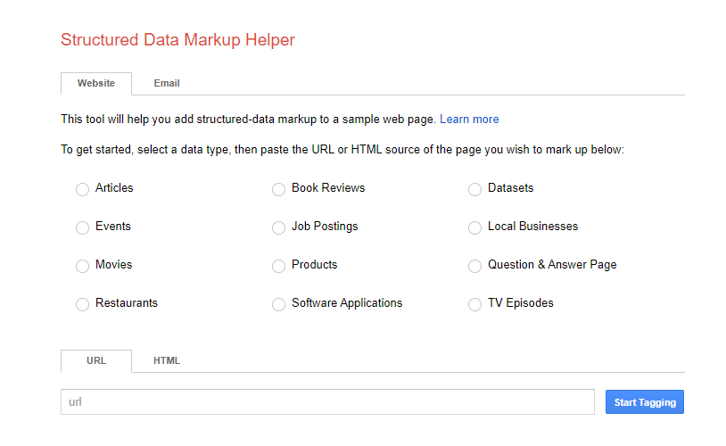 Structure data markup helper Google