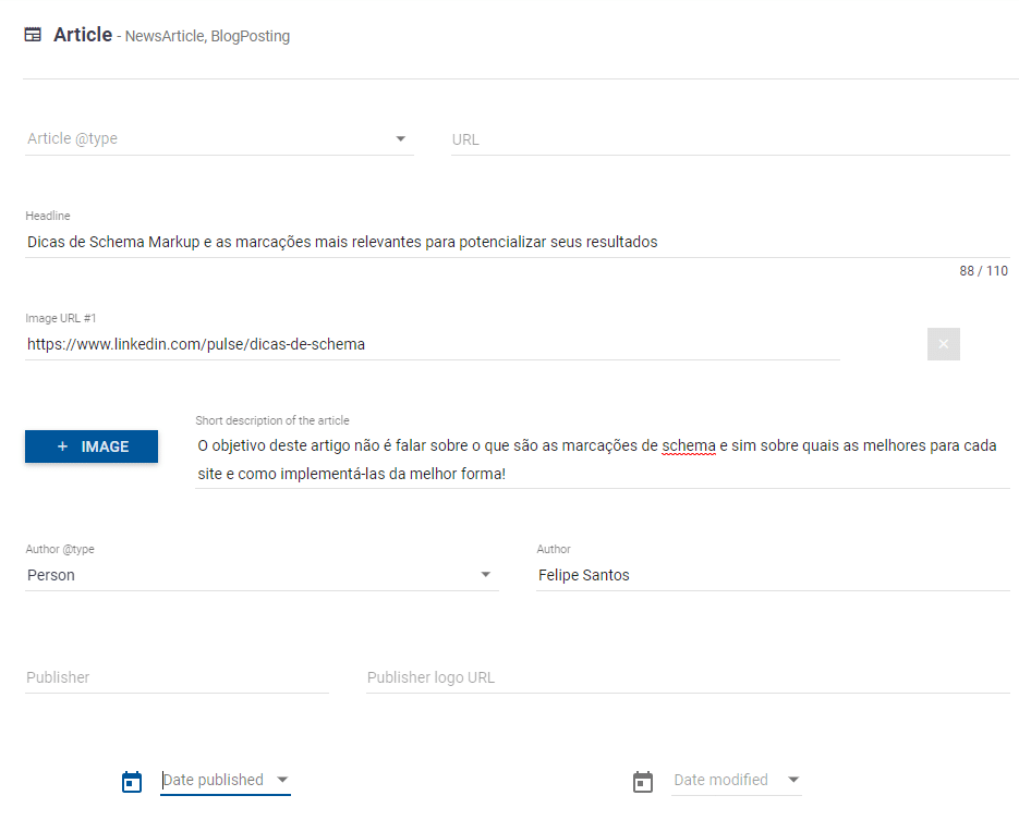 Structured Data Markup Helper -Criação marcação Passo 2