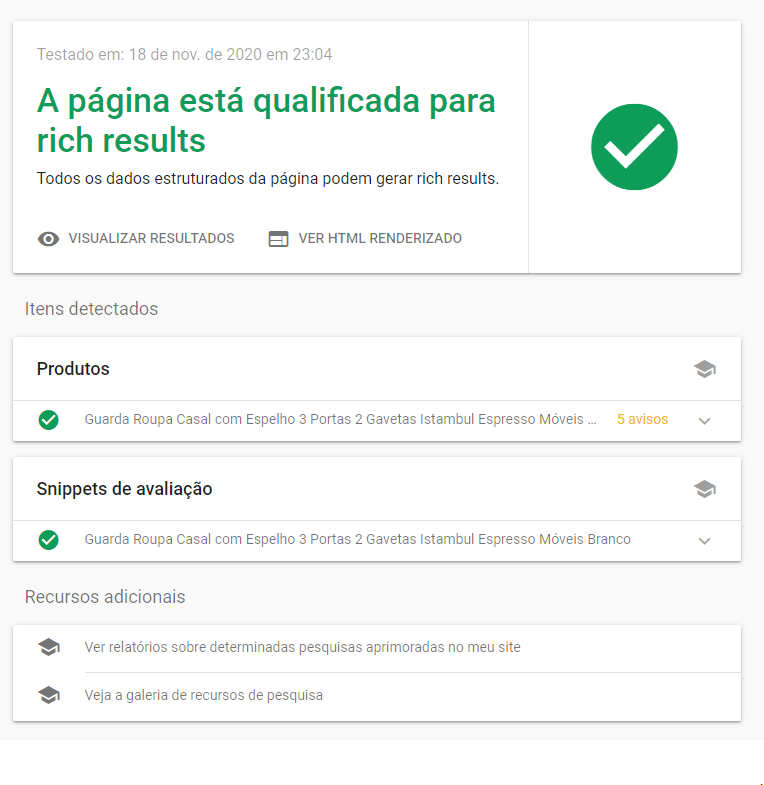 Ferramenta de teste de dados estruturados - detalhes do teste