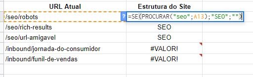 final fórmula PROCURAR()