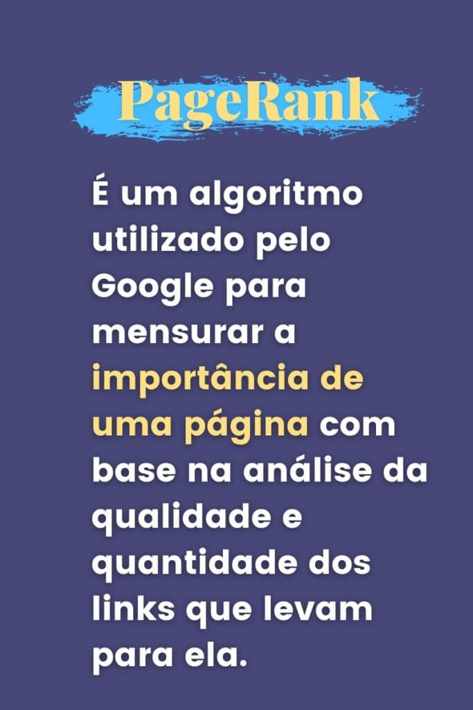 É um algoritmo utilizado pelo Google para mensurar a importância de uma página com base na análise da qualidade e quantidade dos links que levam para ela