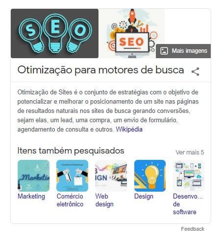 Exemplo de painel de conhecimento na SERP do Google
