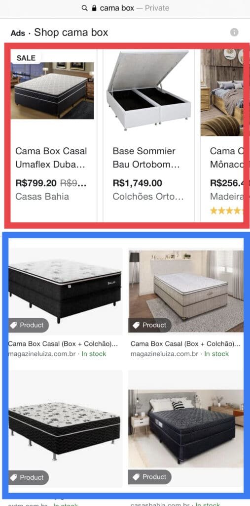 Print de resultado no Google Imagens pela pesquisa por Cama Box