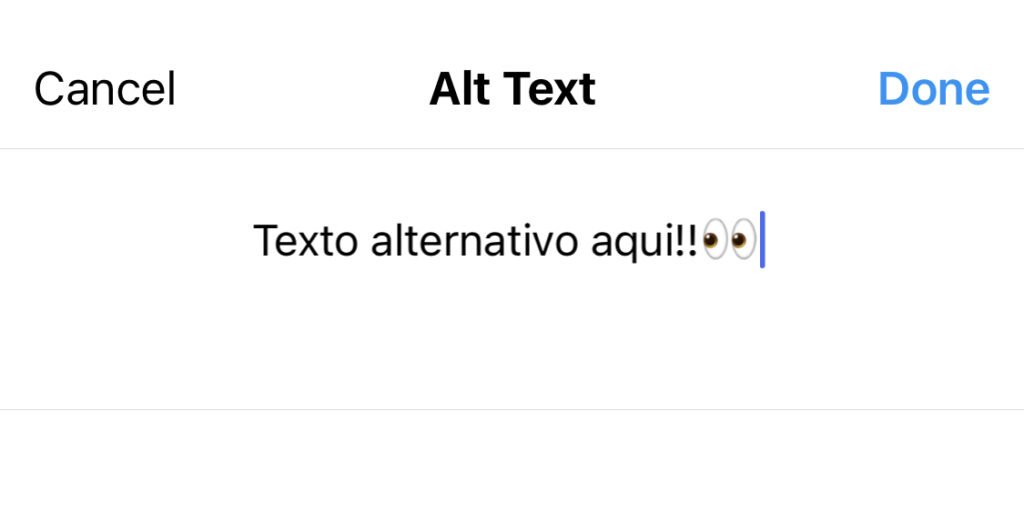 Local exato no Instagram onde preenche o texto alternativo