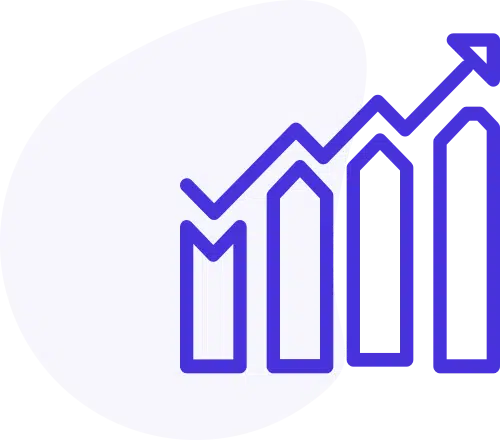 Ícone azul de um gráfico em crescimento