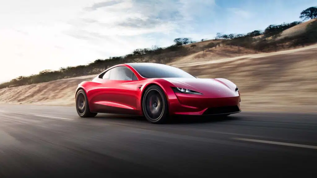Tesla Roadster em alta velocidade