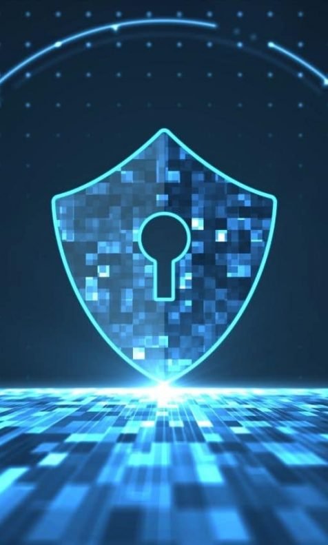 Cadeado digital no centro de um mundo digital