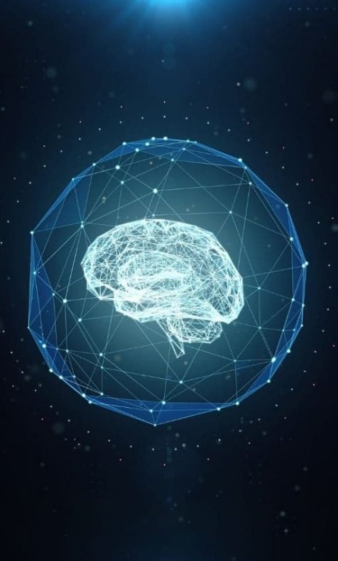 Cérebro no centro de rede interligada