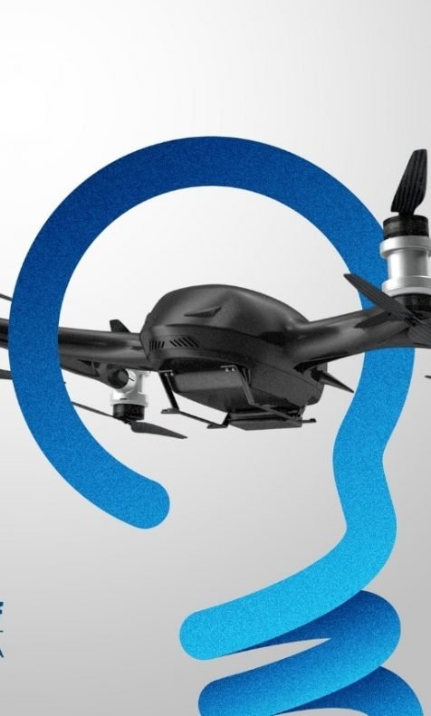 Drone envolvido por logo da Know Stuff